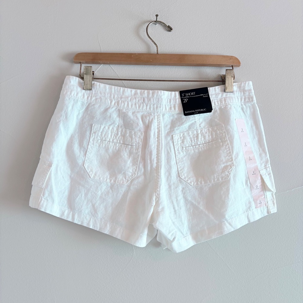 Banana Republic White Linen Cargo Shorts - Picture 2 of 10